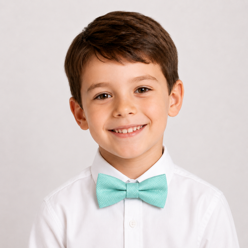 Aqua Blue boys bow tie for kids — handmade, pre-tied and adjustable