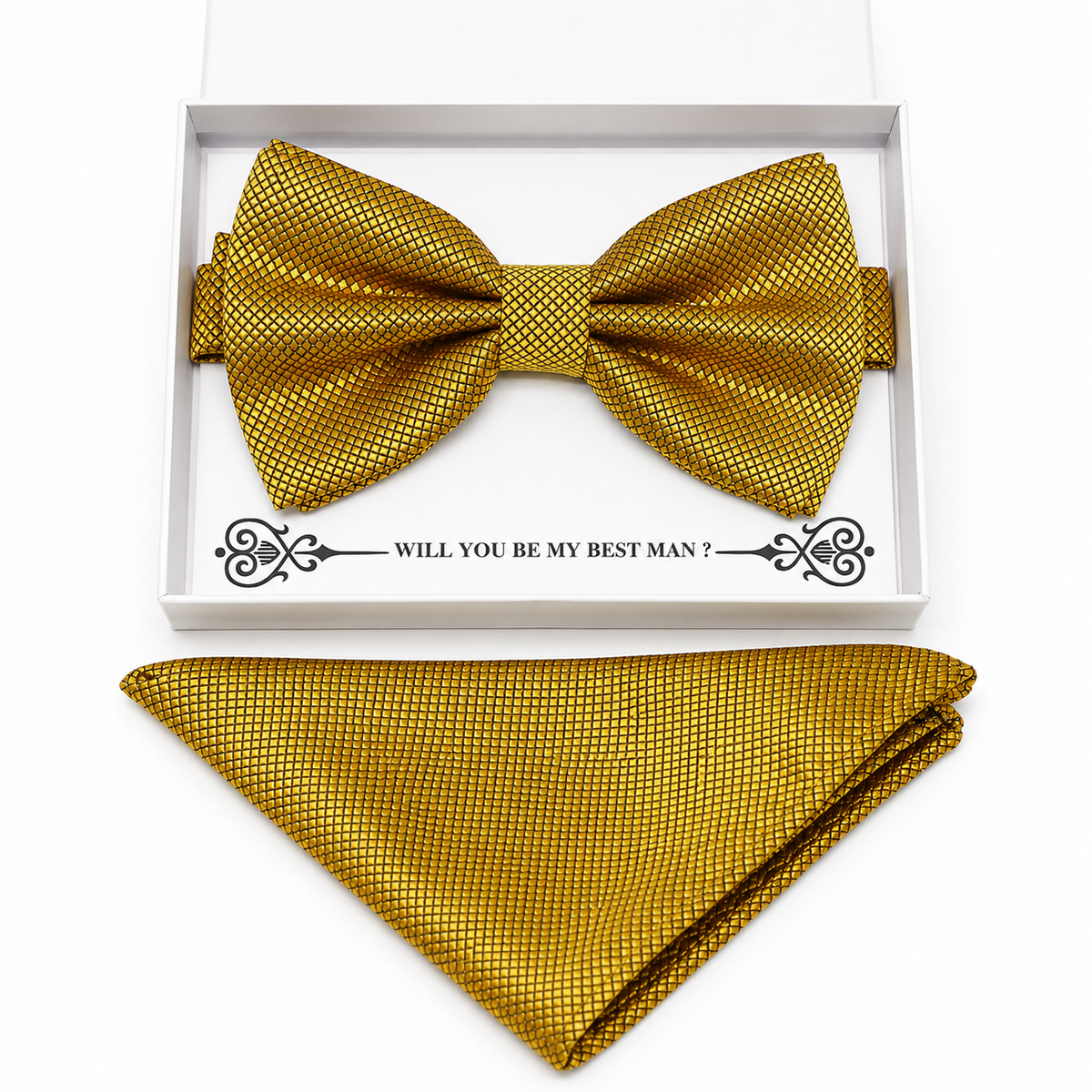 Coral bow tie and pocket square set — handmade, pre-tied and adjustable
