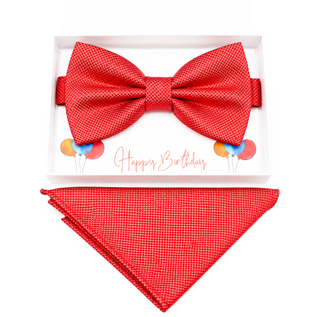 Coral bow tie and pocket square set — handmade, pre-tied and adjustable