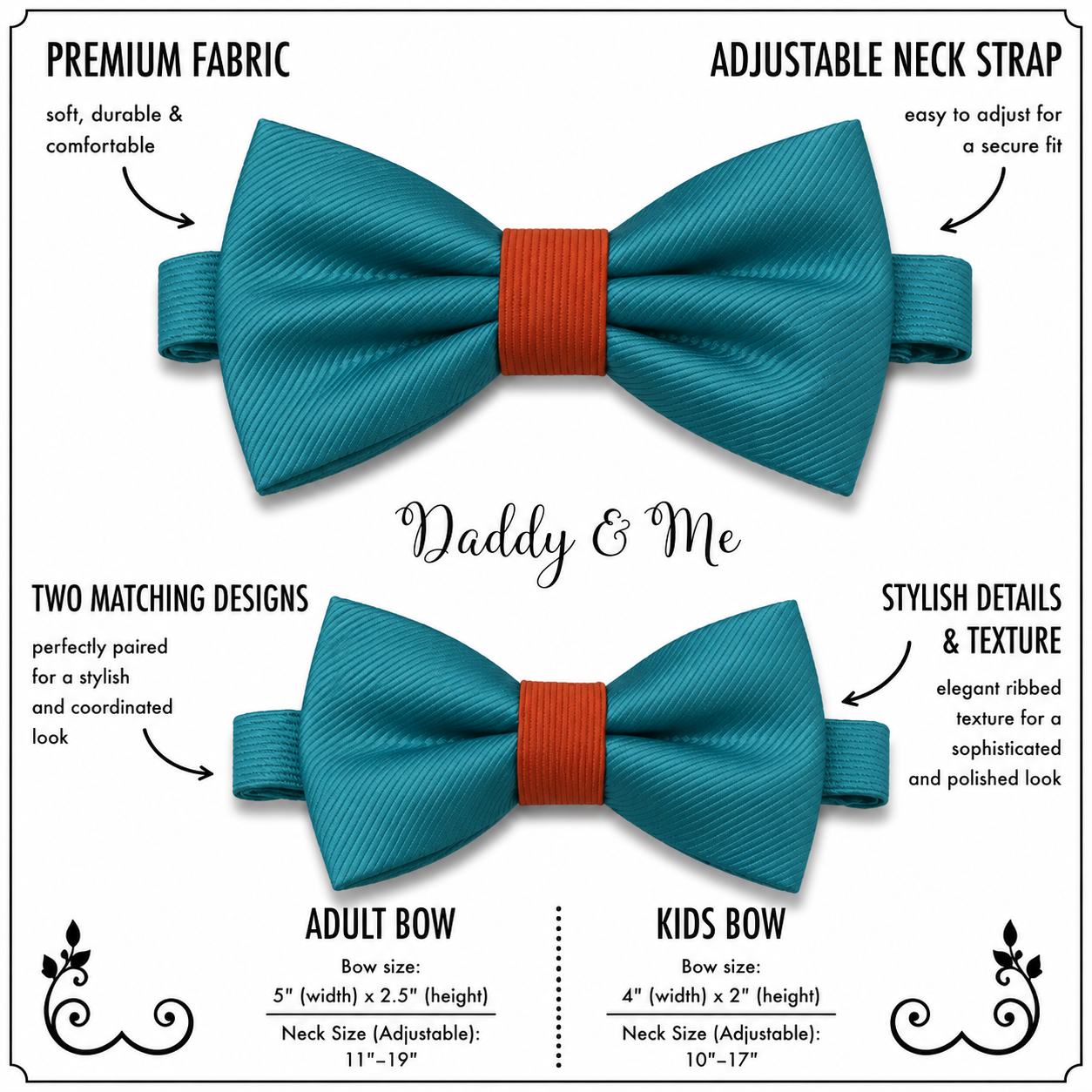 Teal blue and Cinnamon Bow tie set daddy son, Daddy Grandpa and Me Father son matching, Kids adult bow tie, Adjustable Pre tied bow High quality