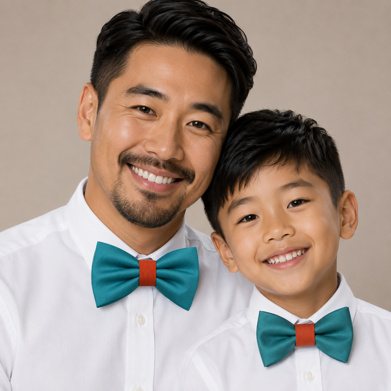 Teal blue and Cinnamon Bow tie set daddy son, Daddy Grandpa and Me Father son matching, Kids adult bow tie, Adjustable Pre tied bow High quality