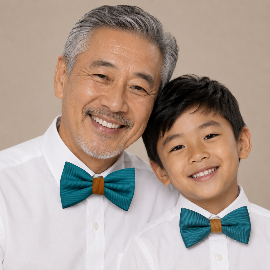 Teal blue and orange Bow tie set daddy son, Daddy and me gift, Grandpa and me, Father son matching, Kids bow tie, Kids adult bow tie, High quality