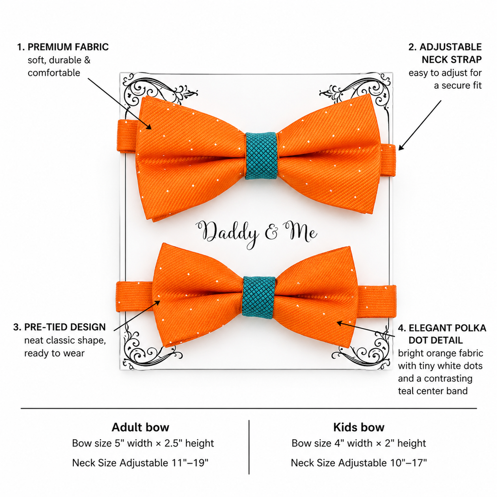 Teal blue and orange Bow tie set for daddy and son, Daddy me gift set, Father son matching, daddy me bow, Handmade bow, teal blue and orange