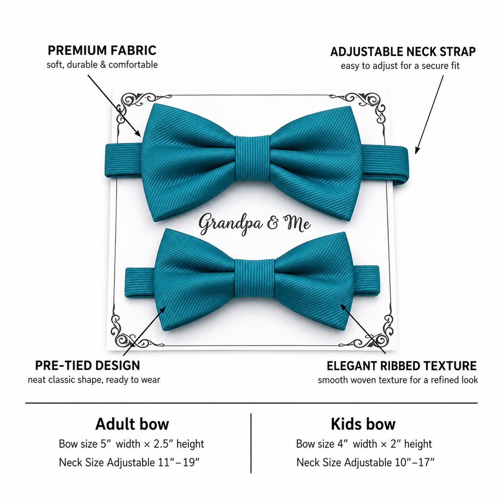 Teal Blue Bow tie set daddy son, Daddy and me gift, Grandpa and me, Father son matching, Kids bow tie, Kids adult bow tie, High quality
