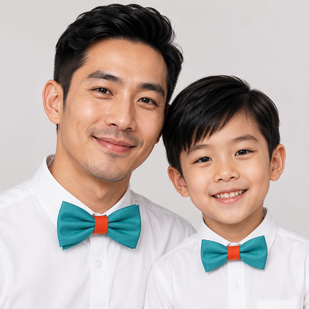 Turquoise and Cinnamon Bow tie set daddy son, Daddy Grandpa and Me Father son matching, Kids adult bow tie, Adjustable Pre tied bow High quality