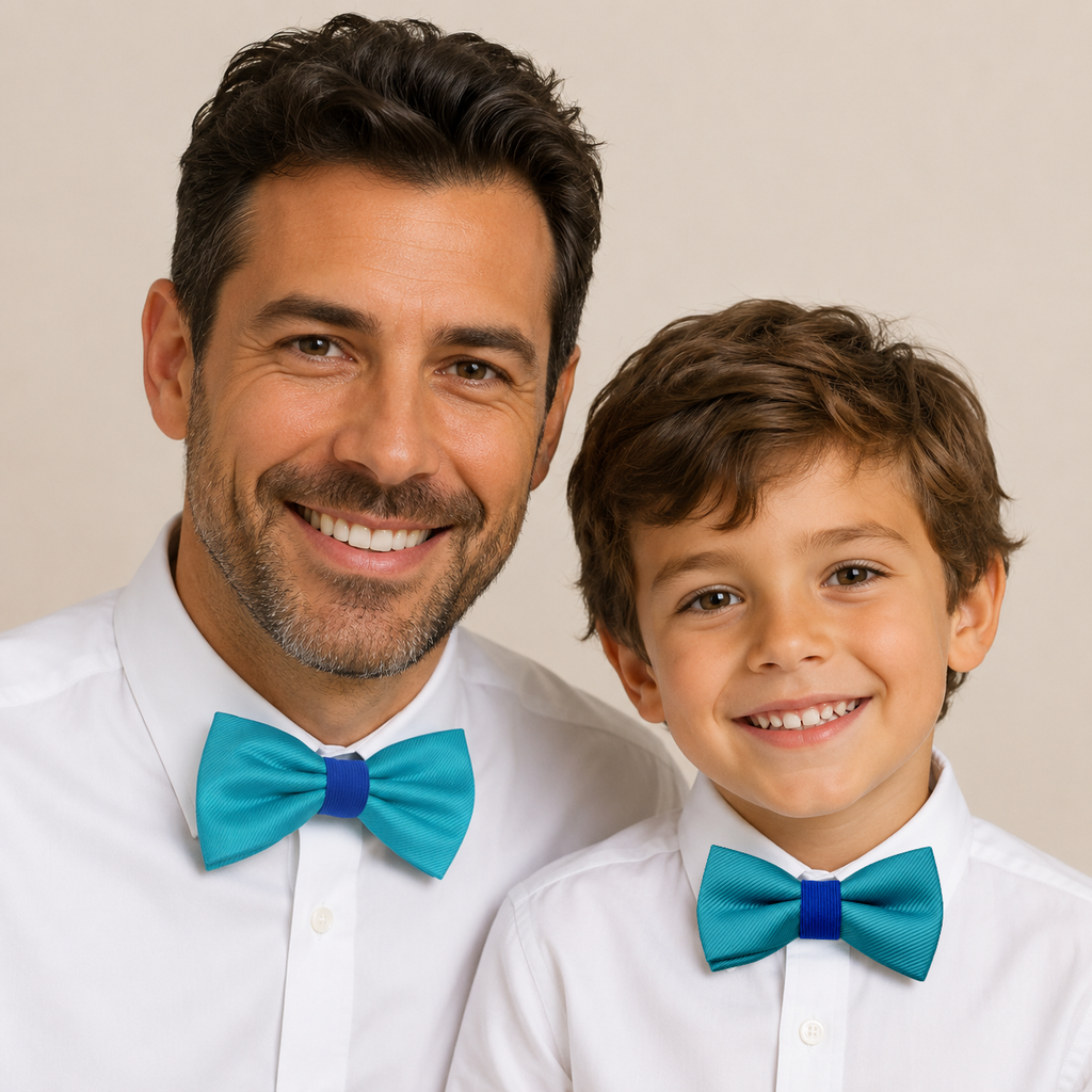 Turquoise blue Bow tie set daddy son, Daddy Grandpa and Me Father son matching, Kids adult bow tie, Adjustable Pre tied bow High quality