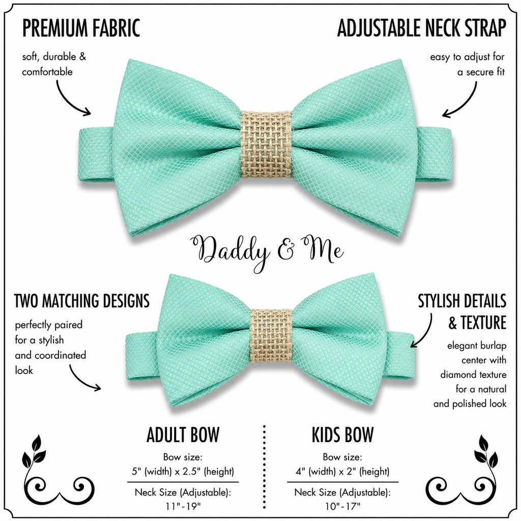 Turquoise burlap Bow tie set for daddy and son, Daddy me gift set, Grandpa and me, Father son match, turquoise kids Toddler bow, handmade