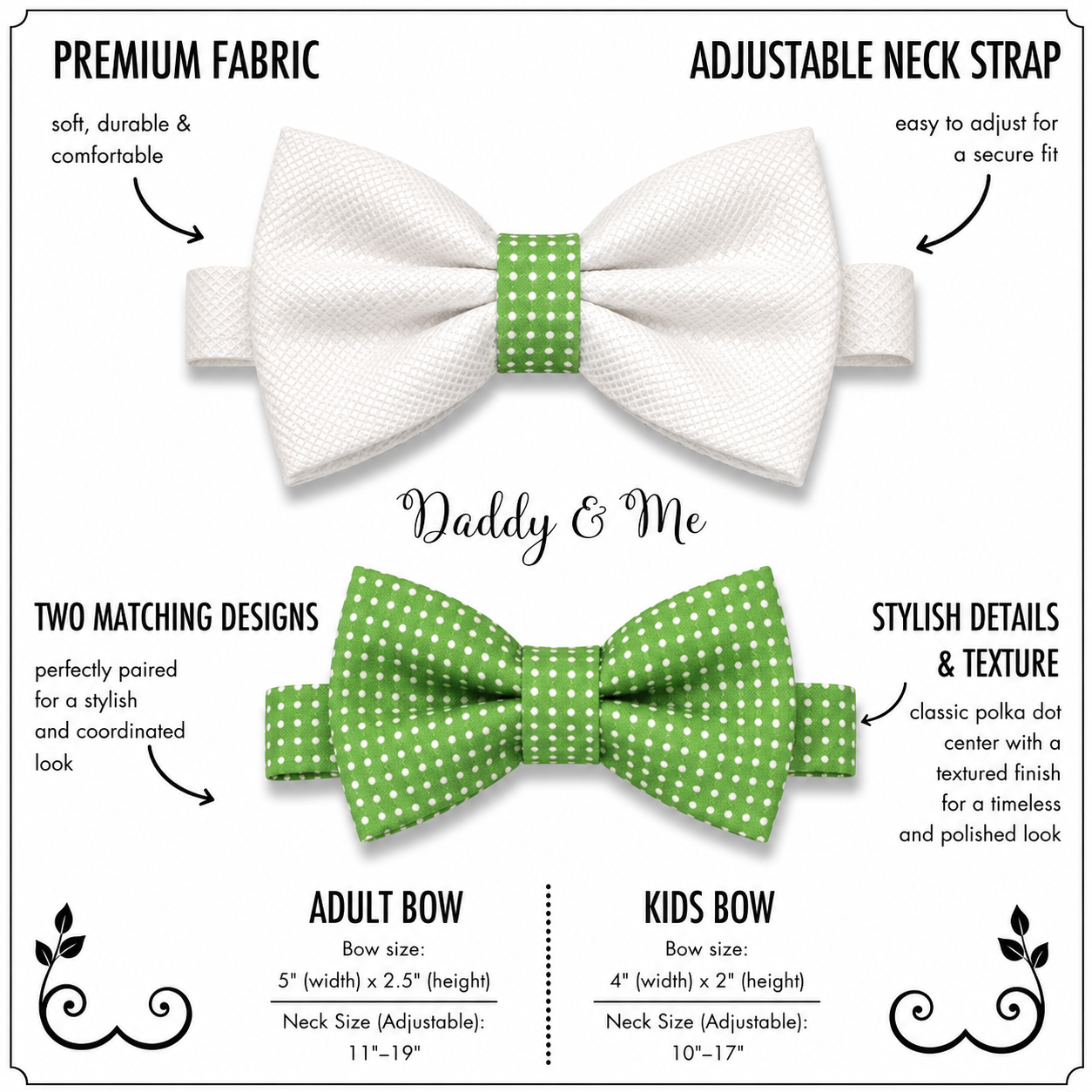 White and green bow tie set for daddy and son, Daddy and me gift set, Father son matching, green kids bow tie, daddy me bow, handmade