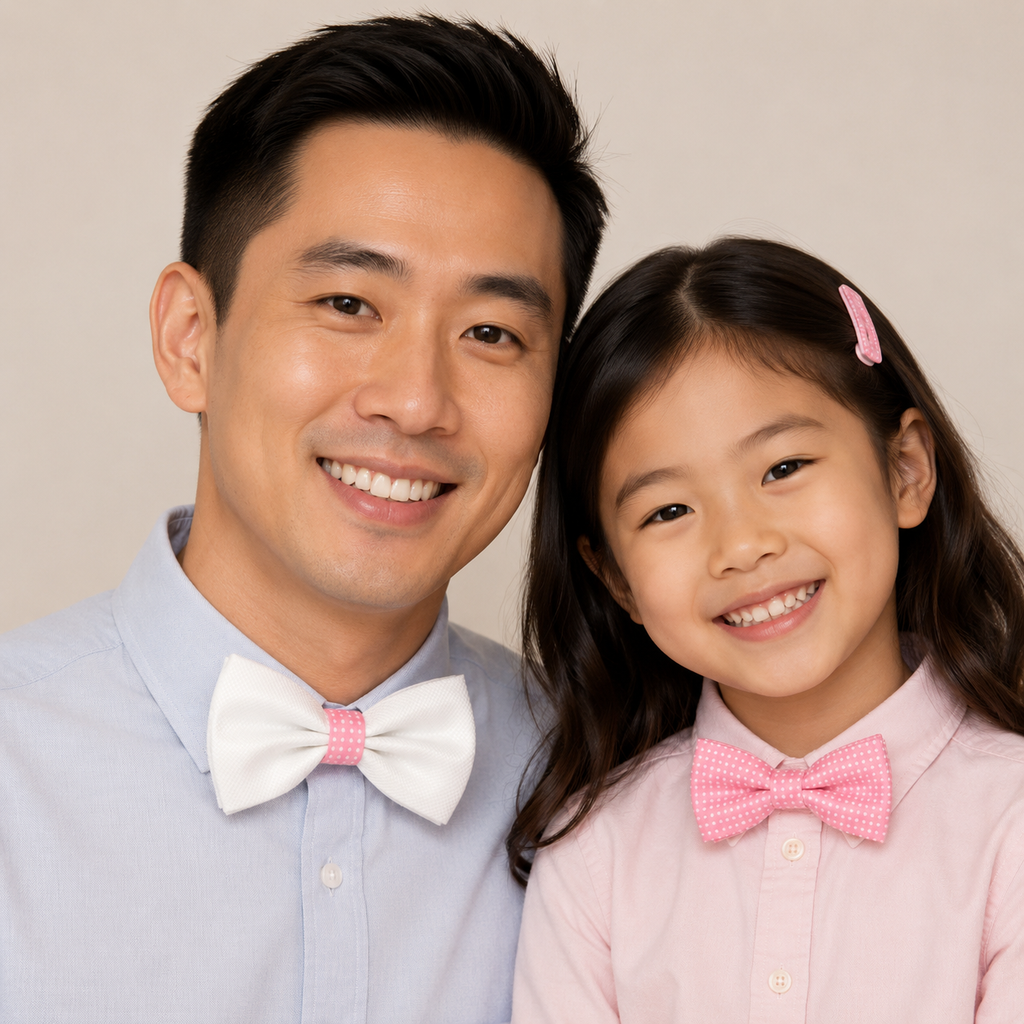 White and pink bow tie set for daddy and son, Daddy and me gift set, Father son matching, Pink kids bow tie, daddy me bow, handmade bow tie