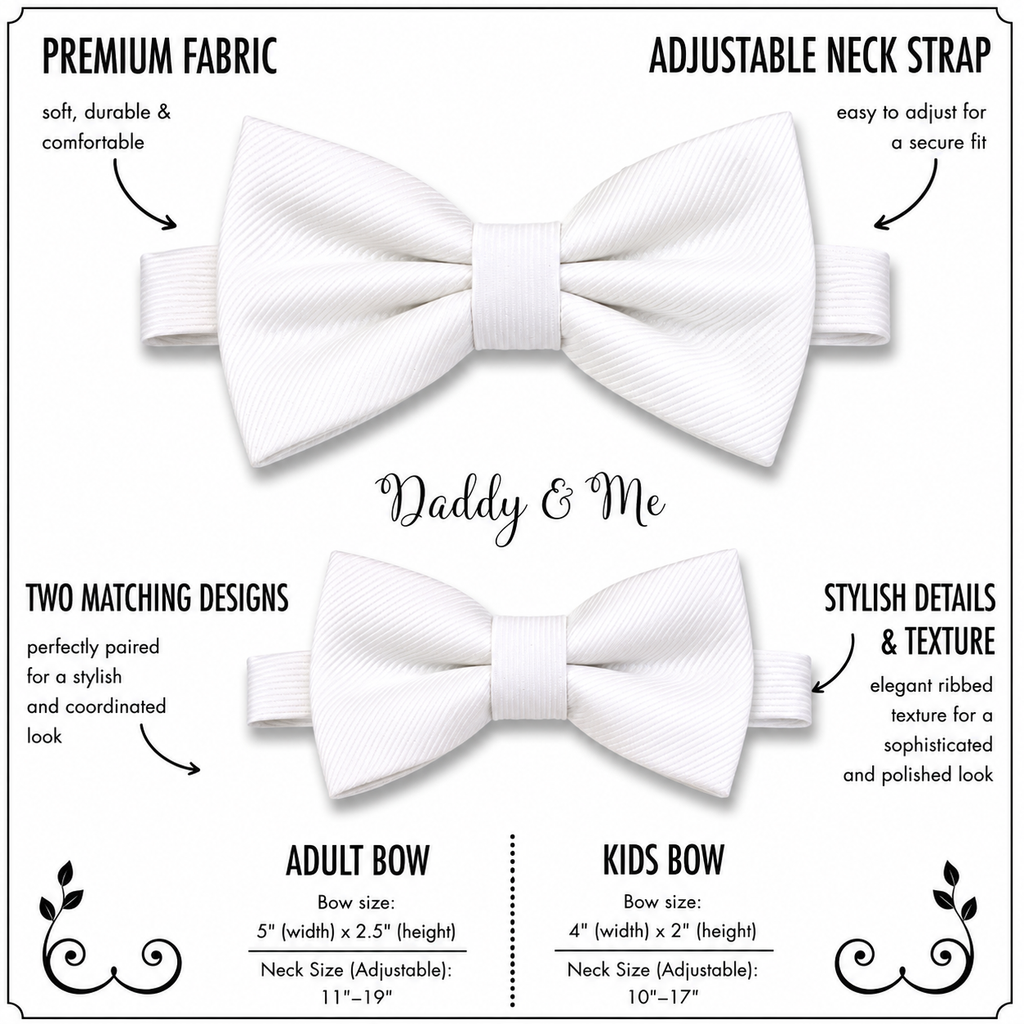 White Bow tie set for daddy and son, Daddy and me bow tie gift set, Grandpa me, White kids bow tie