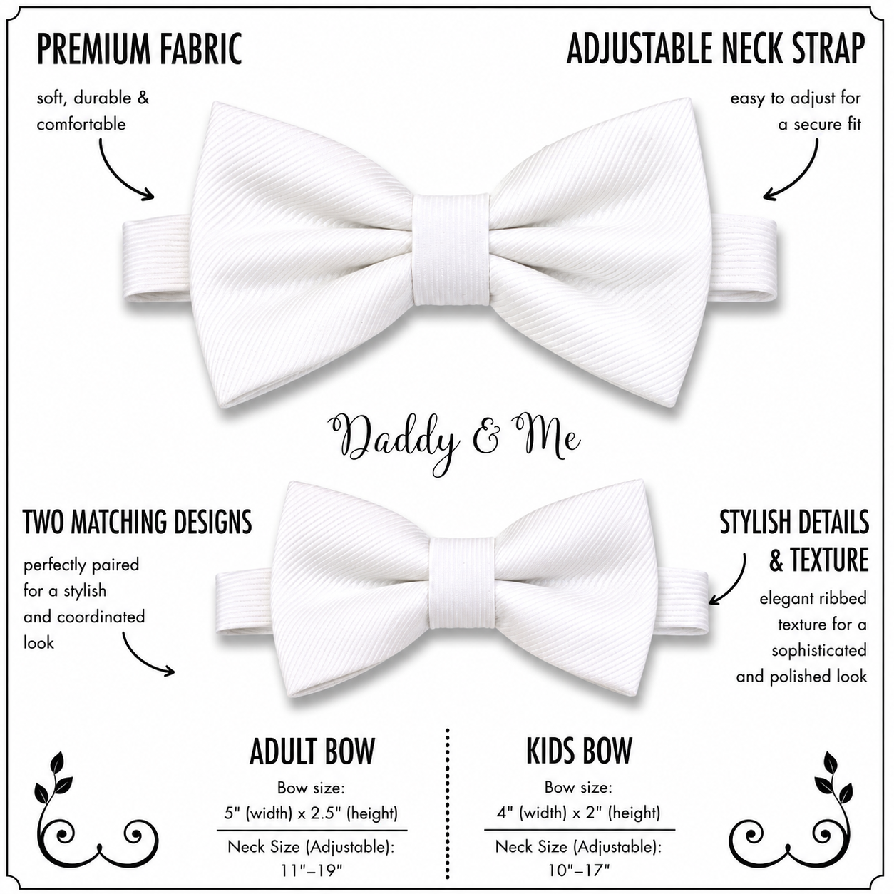 White Bow tie set for daddy and son, Daddy and me bow tie gift set, Grandpa me, White kids bow tie