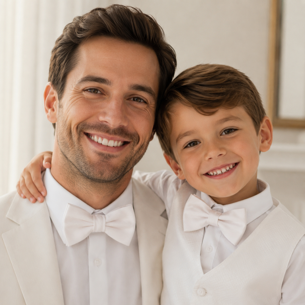 White Bow tie set for daddy and son, Daddy and me bow tie gift set, Grandpa me, White kids bow tie