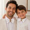 White burlap Bow tie set for daddy and son, Daddy me gift set, Grandpa and me, Father son match, White kids Toddler bow tie, Burlap bow tie