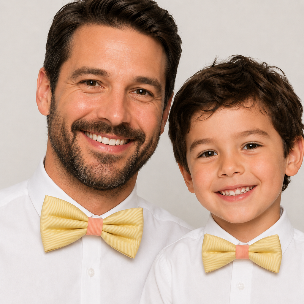 Yellow peach Bow tie set daddy son, Daddy and me gift, Grandpa and me, Father son matching, Kids bow tie, Kids adult bow tie, High quality
