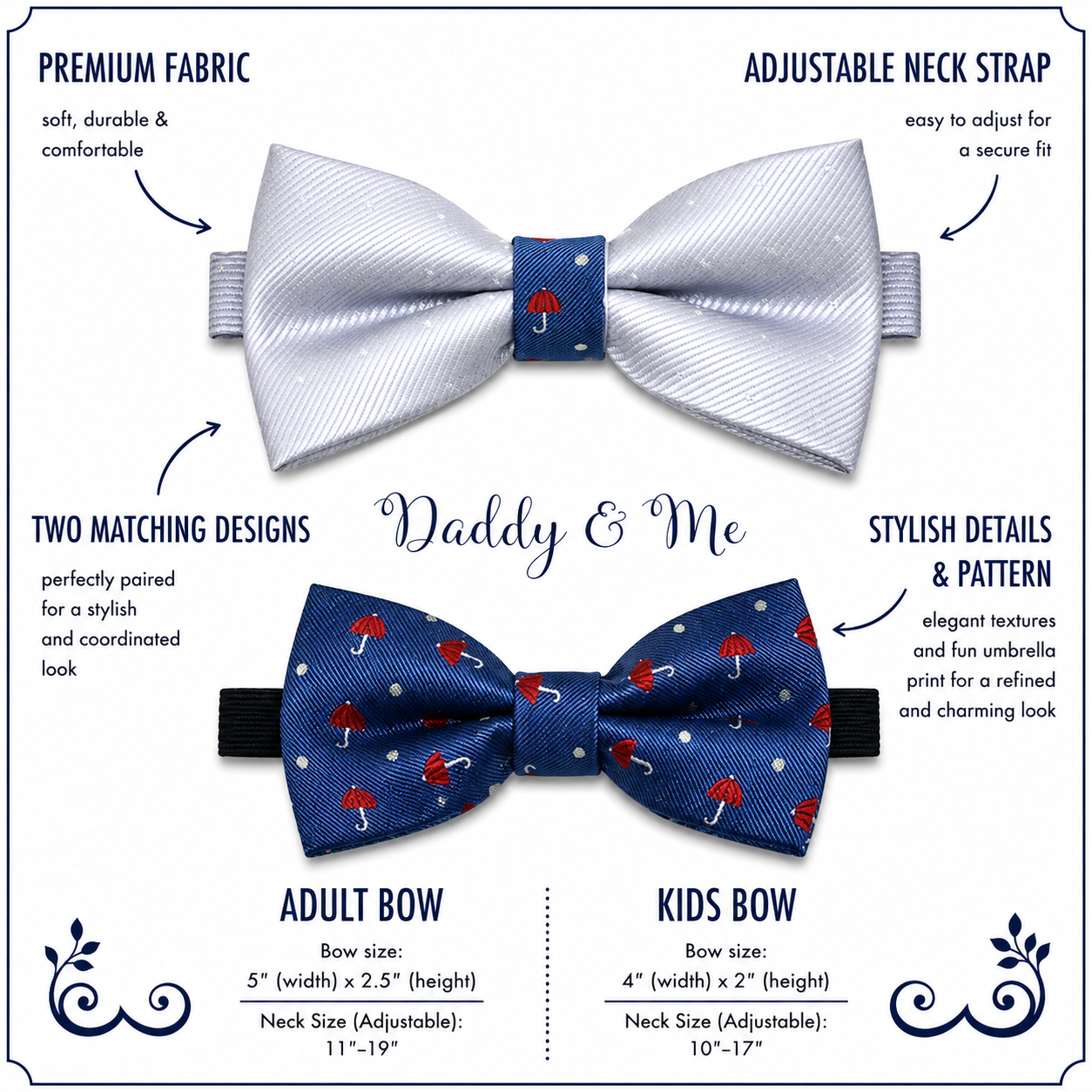 Silver Navy Bow tie set for daddy and son, Daddy me gift set, Grandpa and me, Father son matching, Toddler bow tie, daddy me bow tie gift