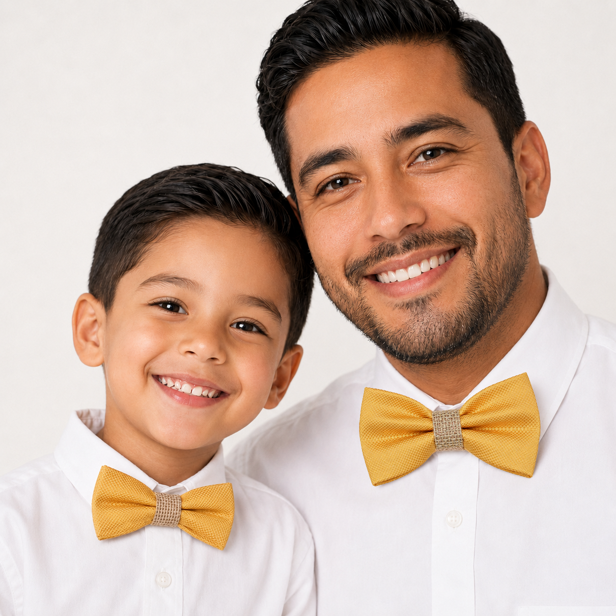 Yellow burlap Bow tie set for daddy and son Daddy me gift set Father son match Handmade Yellow burlap kids bow Adjustable pre tied bow