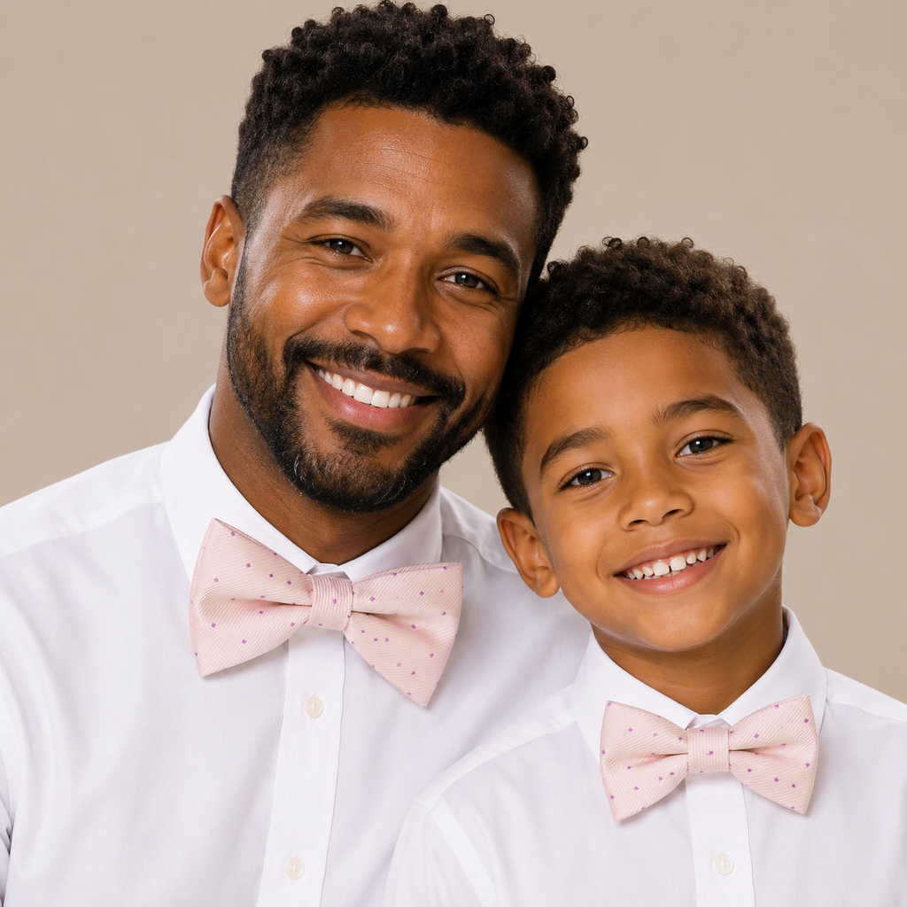 Soft pink Bow tie set Kids Adult bow tie Daddy me Father son match, kids bow Adjustable pre tied, High quality