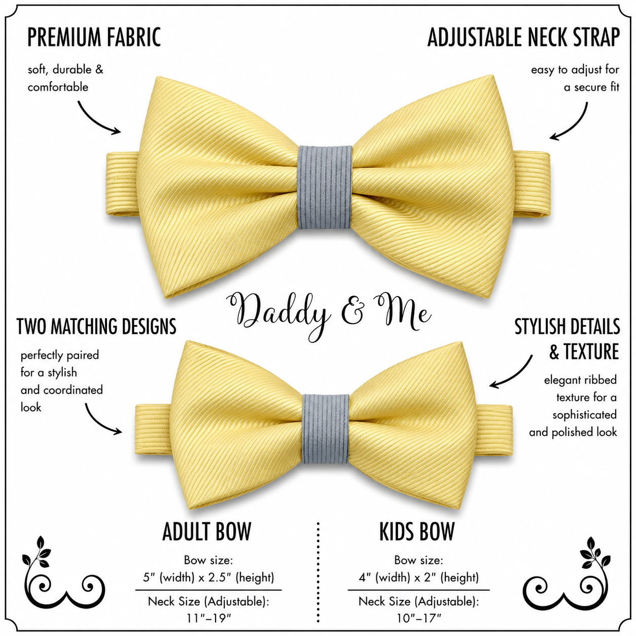 Sunlight yellow Bow tie set daddy son, Daddy and me gift, Grandpa and me, Father son matching, Kids bow tie, Kids adult bow tie, High quality