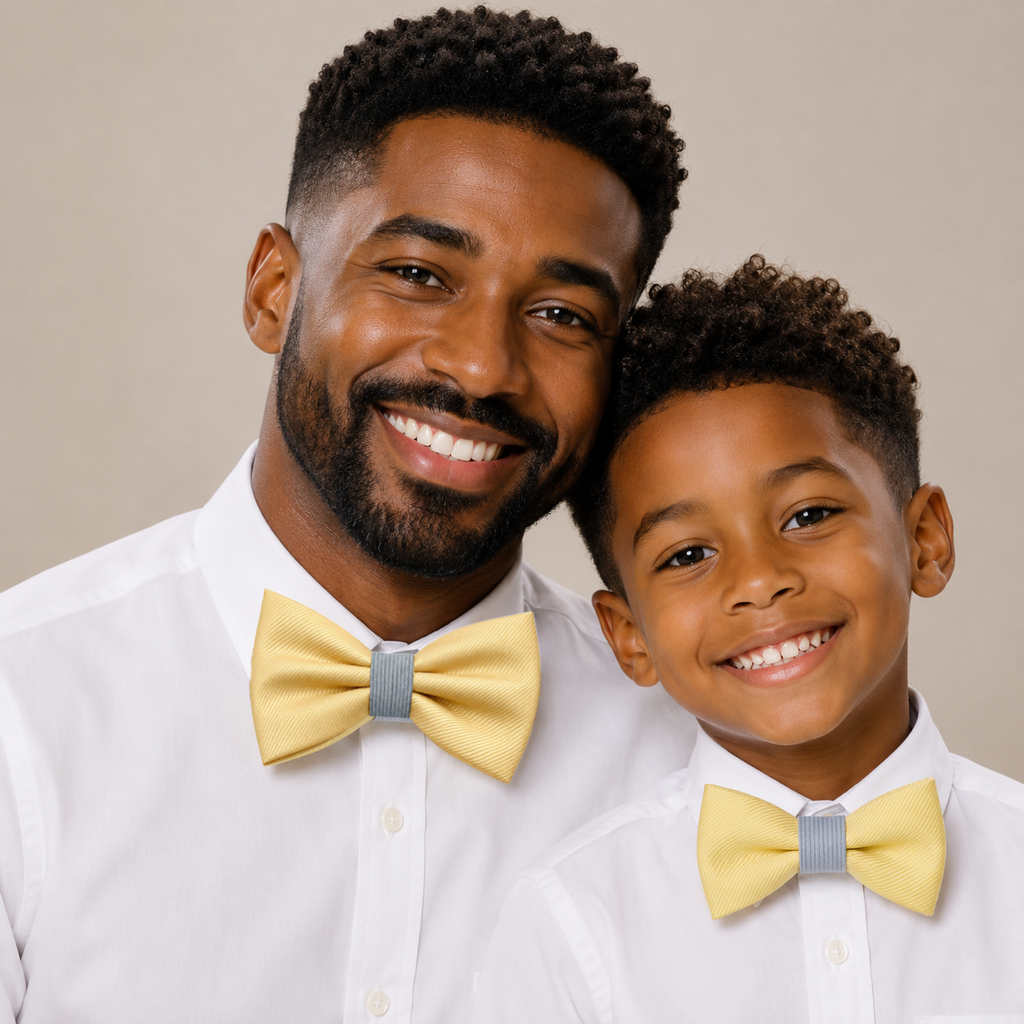 Sunlight yellow Bow tie set daddy son, Daddy and me gift, Grandpa and me, Father son matching, Kids bow tie, Kids adult bow tie, High quality