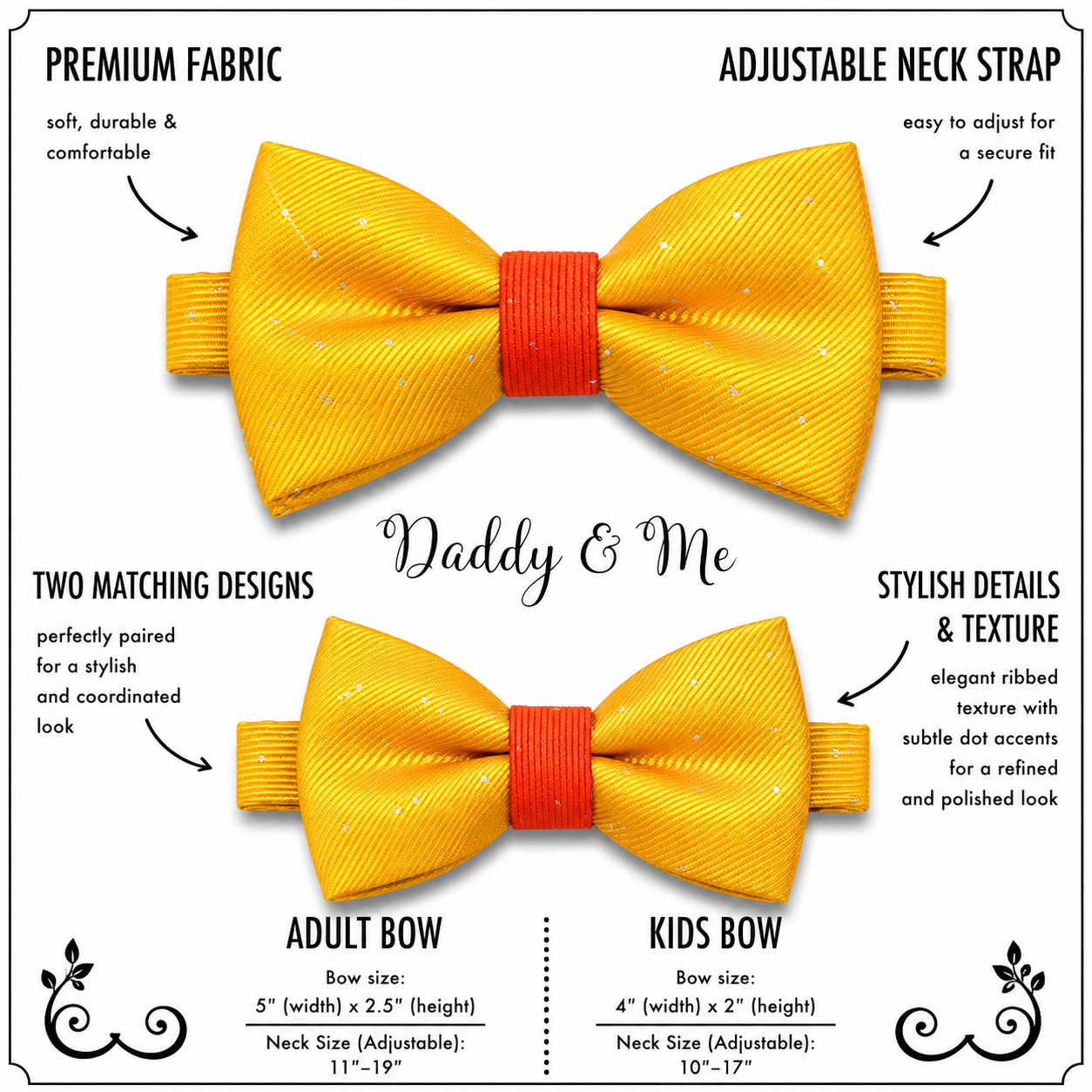 Sunny Yellow and Burnt orange Bow tie set for daddy and son, Daddy me gift set, Grandpa and me, Father son match, Toddler bow, Color year