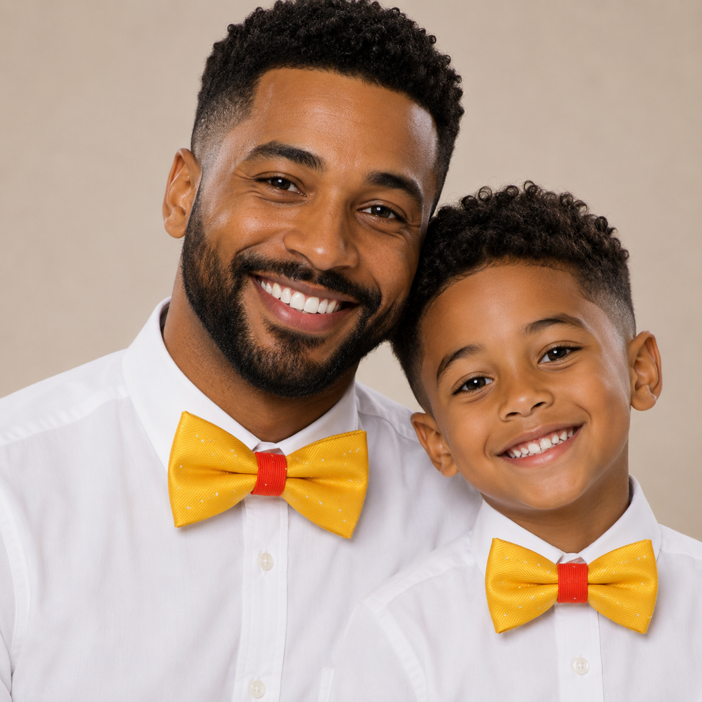 Sunny Yellow and Burnt orange Bow tie set for daddy and son, Daddy me gift set, Grandpa and me, Father son match, Toddler bow, Color year