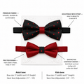 Black & Red boys bow tie for kids — handmade, pre-tied and adjustable