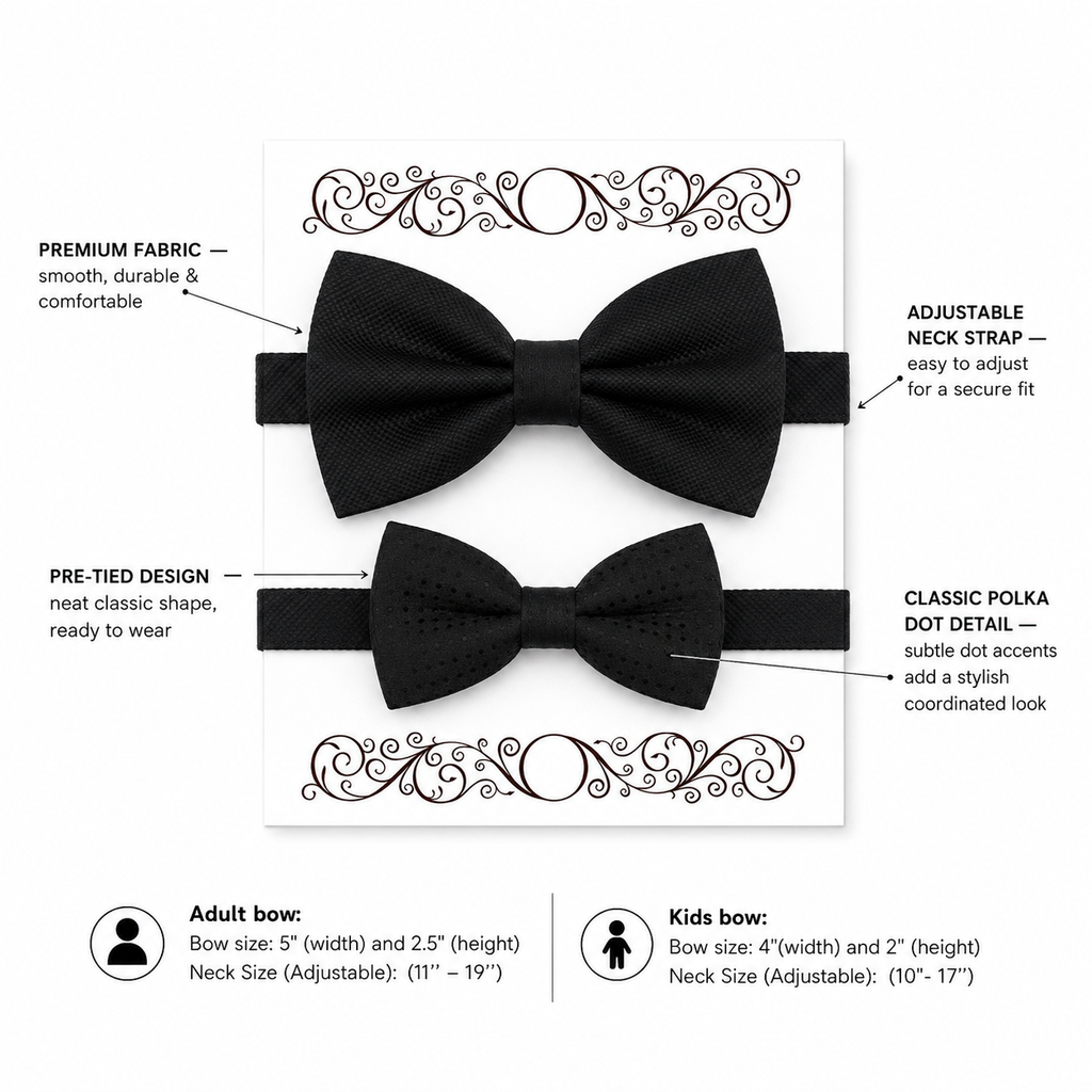 Black Bow tie set for daddy and son, Daddy and me gift set, Grandpa and me, Father son matching, Kids bow tie, daddy and me bow tie gift