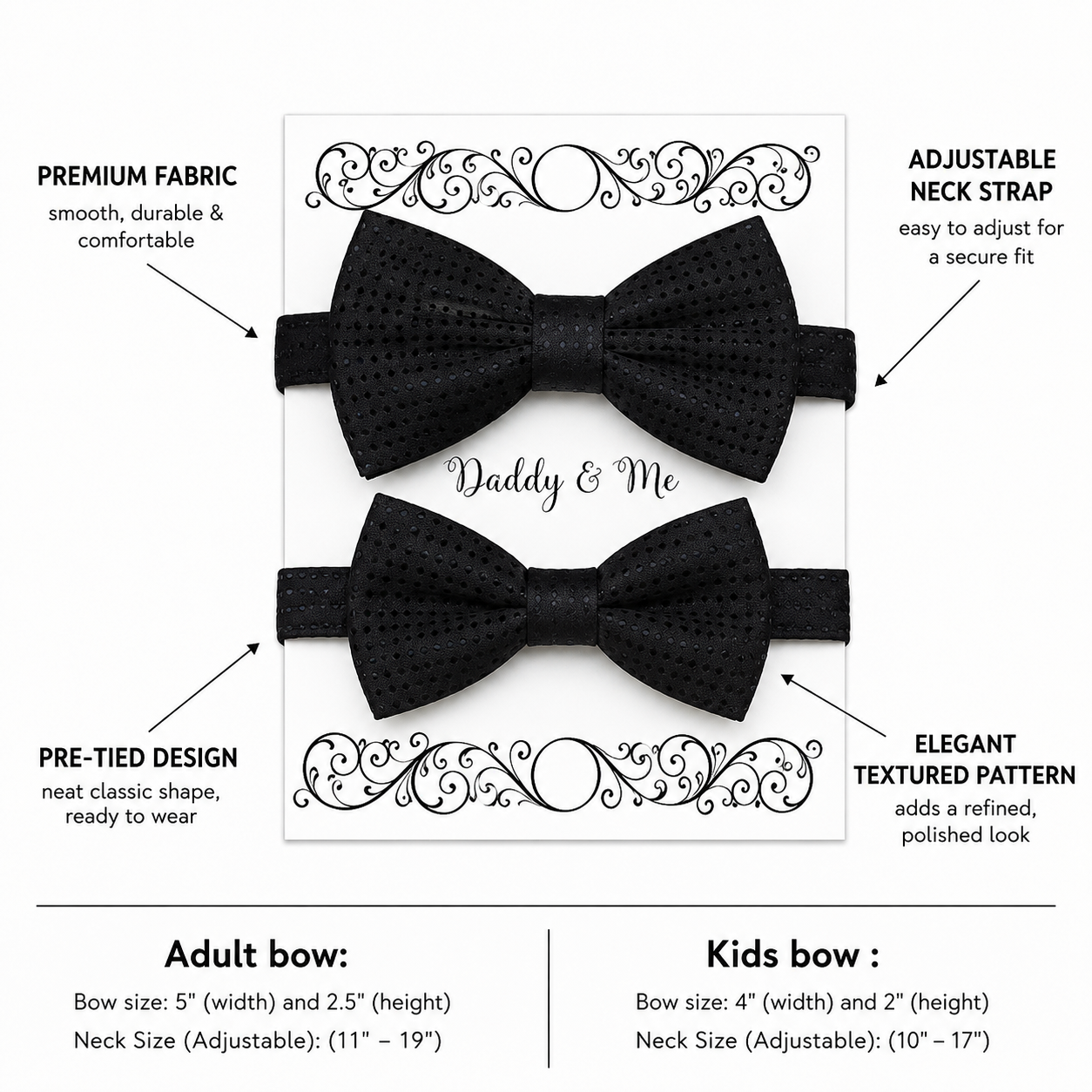 Black polka dots Bow tie set for daddy and son, Daddy and me gift set, Grandpa and me, Father son match, Toddler bow tie, daddy me bow tie