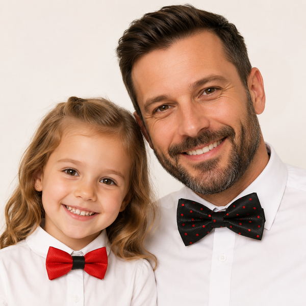 Black Red Bow tie set for daddy and son, Daddy me gift set, Grandpa gift, Father son match, Kids adult bow tie, Kids red bow, black red bow