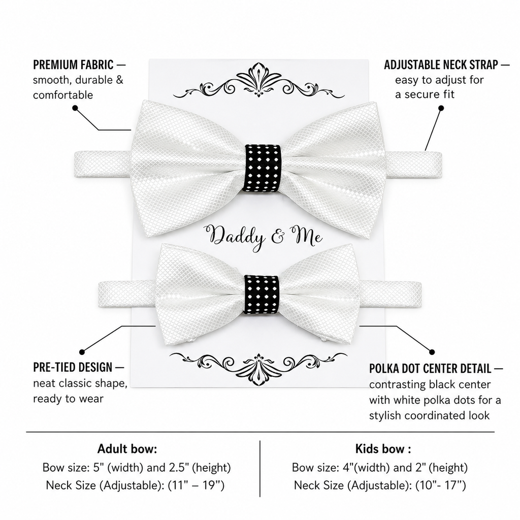 Black white Bow tie set for daddy and son, Daddy and me gift set, Grandpa and me, Father son matching, Toddler bow tie, daddy me bow, white