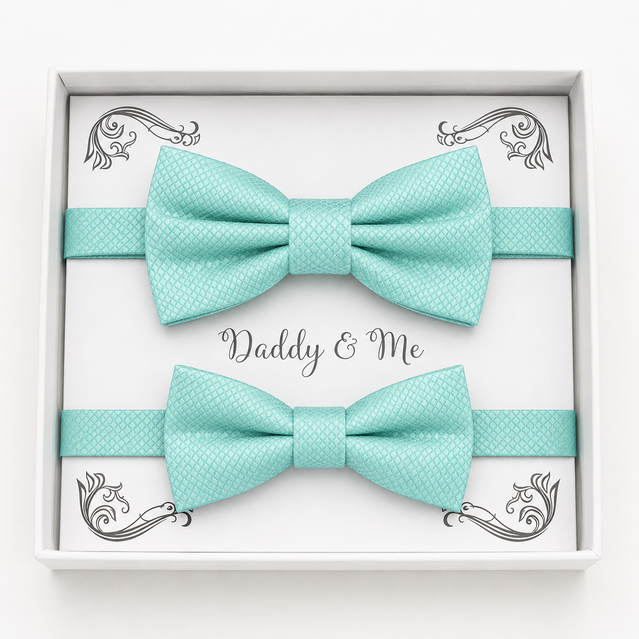 Aqua blue Bow tie set daddy son, Daddy and me gift, Grandpa and me, Kids adult bow tie, Handmade Adjustable pre tied bow