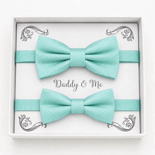 Aqua blue Bow tie set daddy son, Daddy and me gift, Grandpa and me, Kids adult bow tie, Handmade Adjustable pre tied bow