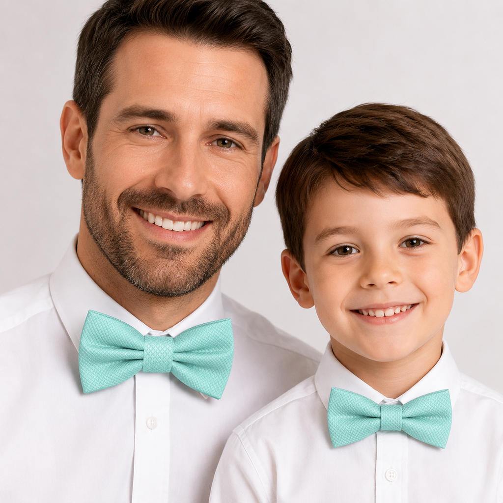 Aqua blue Bow tie set daddy son, Daddy and me gift, Grandpa and me, Kids adult bow tie, Handmade Adjustable pre tied bow
