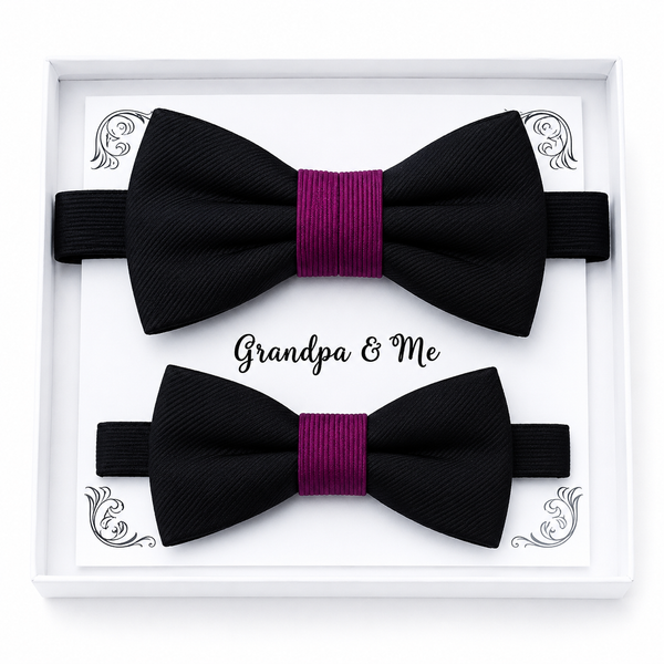 Black and berry Bow tie set daddy son, Daddy and me gift Grandpa and me, Father son matching, Kids bow tie, Kids adult bow tie, High quality