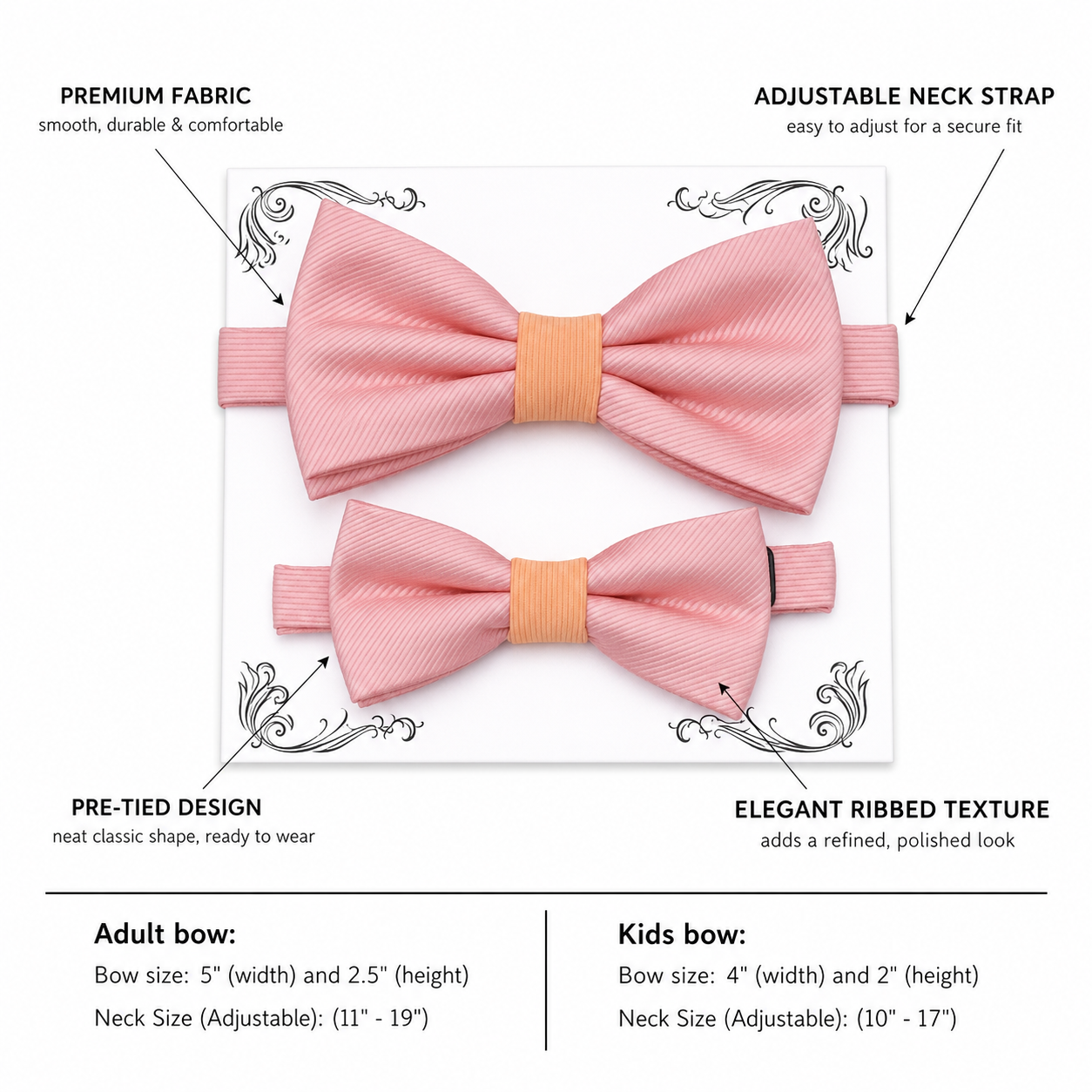 Blush peach Bow tie set daddy son, Daddy Grandpa and Me Father son matching, Kids adult bow tie, Adjustable pre tied bow High quality