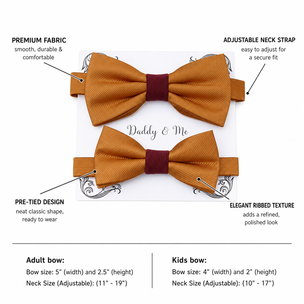 Burnt orange burgundy Bow tie set daddy son, Daddy Grandpa and Me Father son matching, Kids adult bow tie, Adjustable pre tied bow High quality