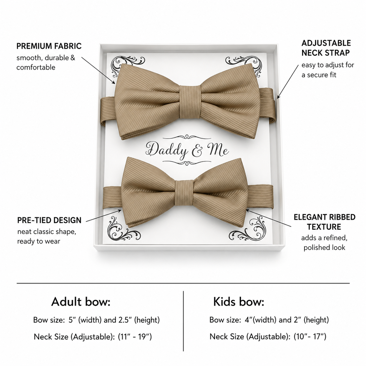 Champagne Bow tie set daddy son, Daddy and me gift, Grandpa and me, Father son matching, Kids bow tie, Kids adult bow tie, high quality