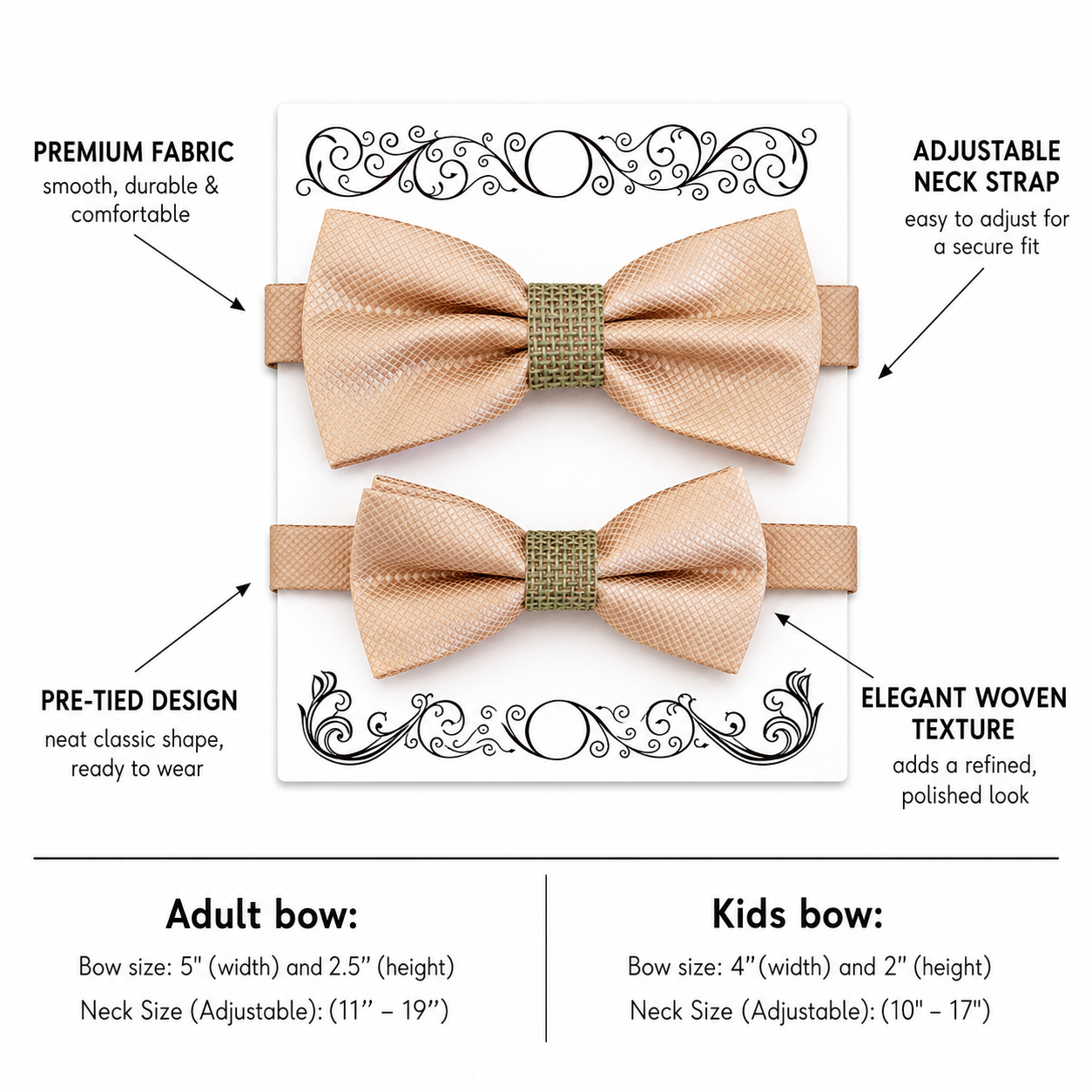 Champagne burlap Bow tie set for daddy and son Daddy me gift set Father son match Handmade Champagne kids bow Adjustable pre tied bow