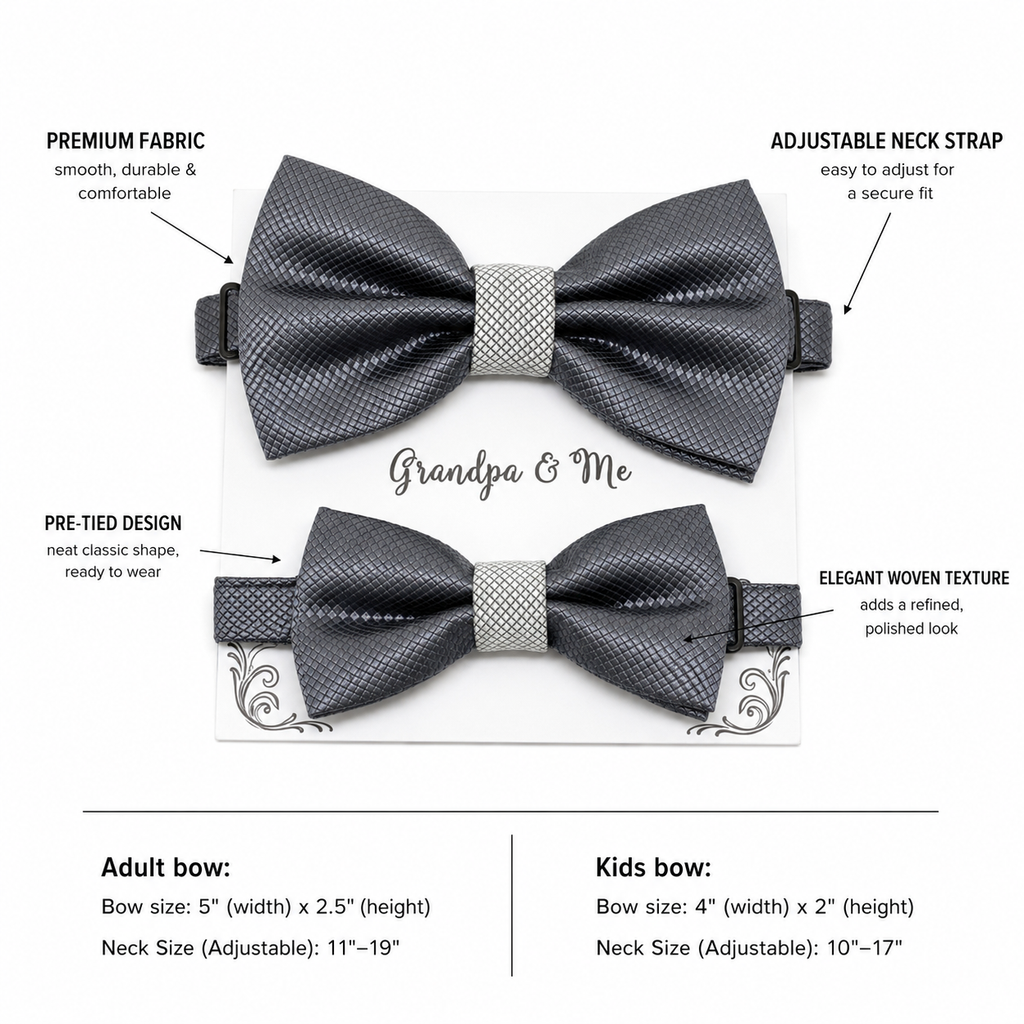 Charcoal gray Bow tie set for daddy and son, Daddy me gift set, Grandpa and me, Father son match, charcoal Toddler Kids bow, daddy me bow