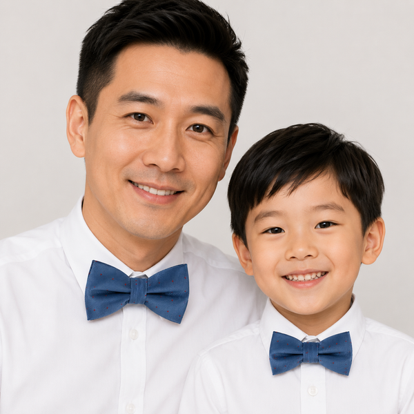 Blue red polka dots Bow tie set Kids Adult bow tie Daddy me Father son match, Country blue, kids bow Adjustable pre tied, High quality