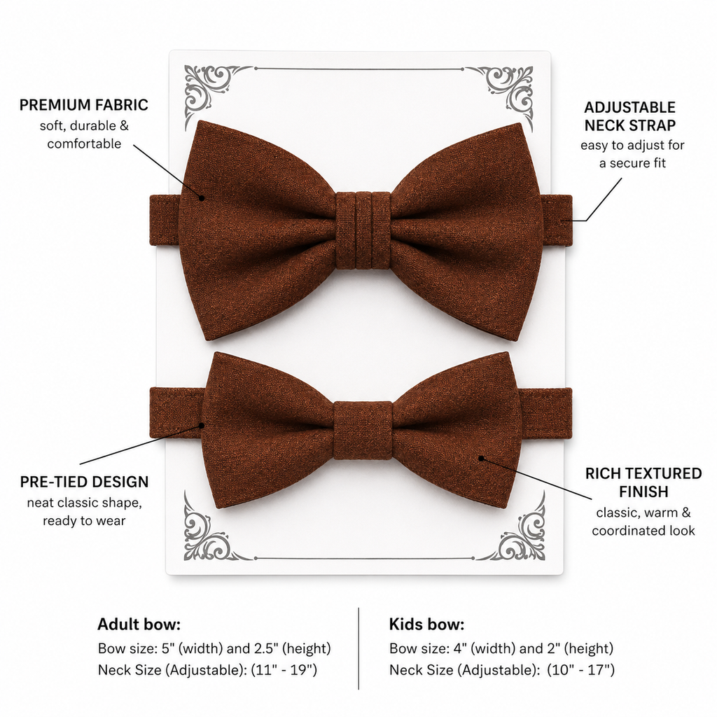 Brown cinnamon Bow tie set daddy son, Daddy and me gift, Grandpa and me, Father son matching, Kids bow tie, Kids adult bow tie, high quality