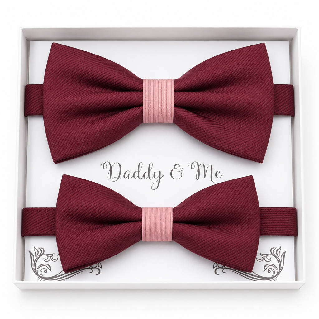 Burgundy blush Bow tie set daddy son, Daddy and me gift, Grandpa and me, Father son matching, Kids bow tie, Kids adult bow tie, high quality