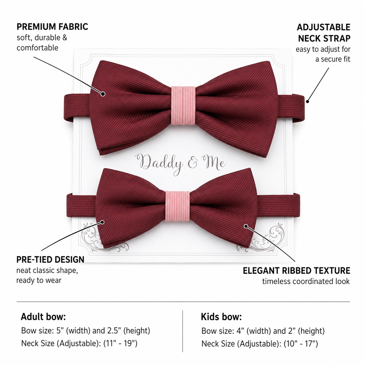 Burgundy blush Bow tie set daddy son, Daddy and me gift, Grandpa and me, Father son matching, Kids bow tie, Kids adult bow tie, high quality