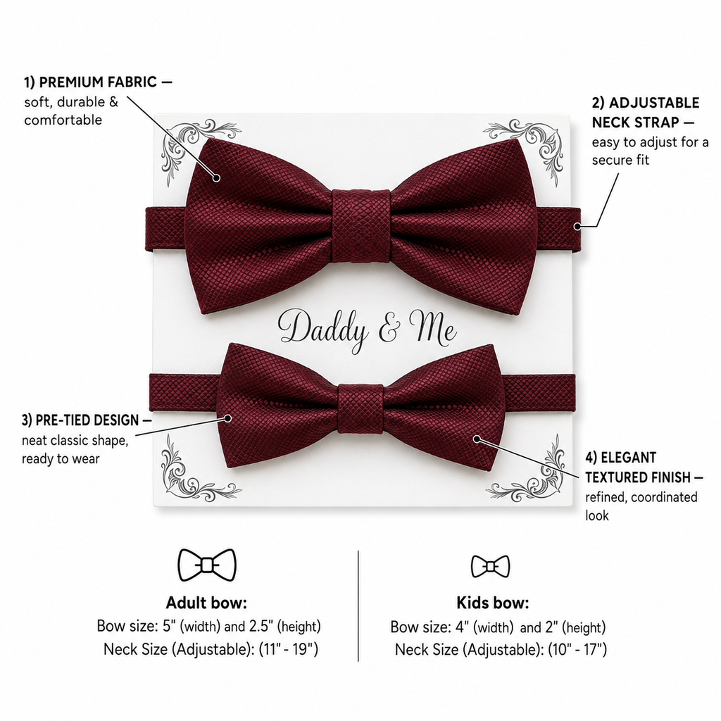 Burgundy Bow tie set for daddy and son, Daddy me gift set, Grandpa and me, Father son matching, Toddler bow tie, daddy me bow tie gift
