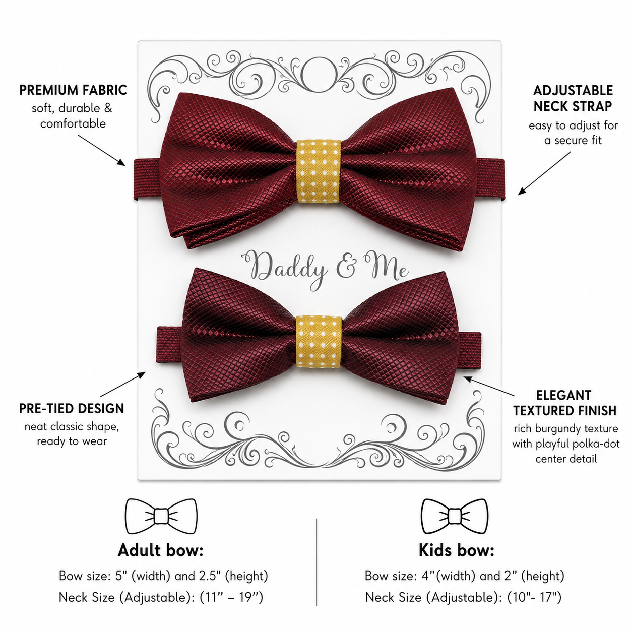 Burgundy Marigold Bow tie set for daddy and son, Daddy and me gift set, Grandpa me, Father son match, Toddler bow tie, Marigold bow tie