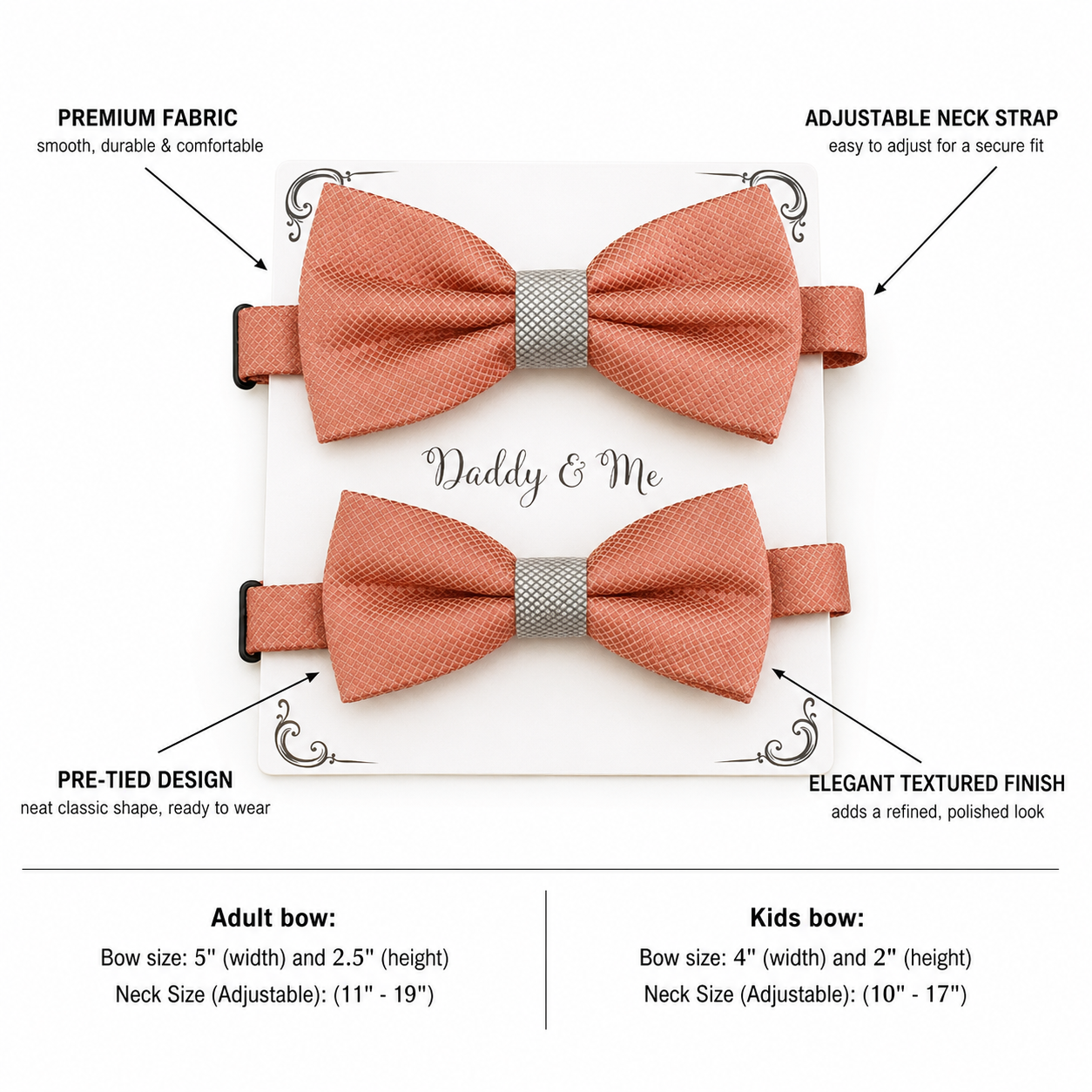 Copper and silver bow tie set for daddy and son, Daddy and me gift set, Grandpa and me, Father son matching, Toddler bow tie, handmade bow