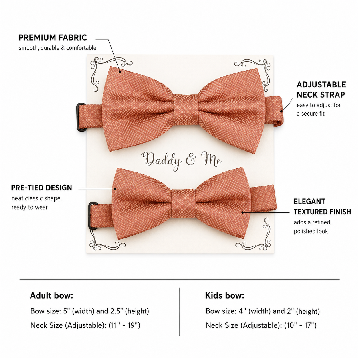 Copper Bow tie set for daddy and son, Daddy me gift set, Grandpa and me, Father son matching bow, Copper kids bow tie, copper wedding bow