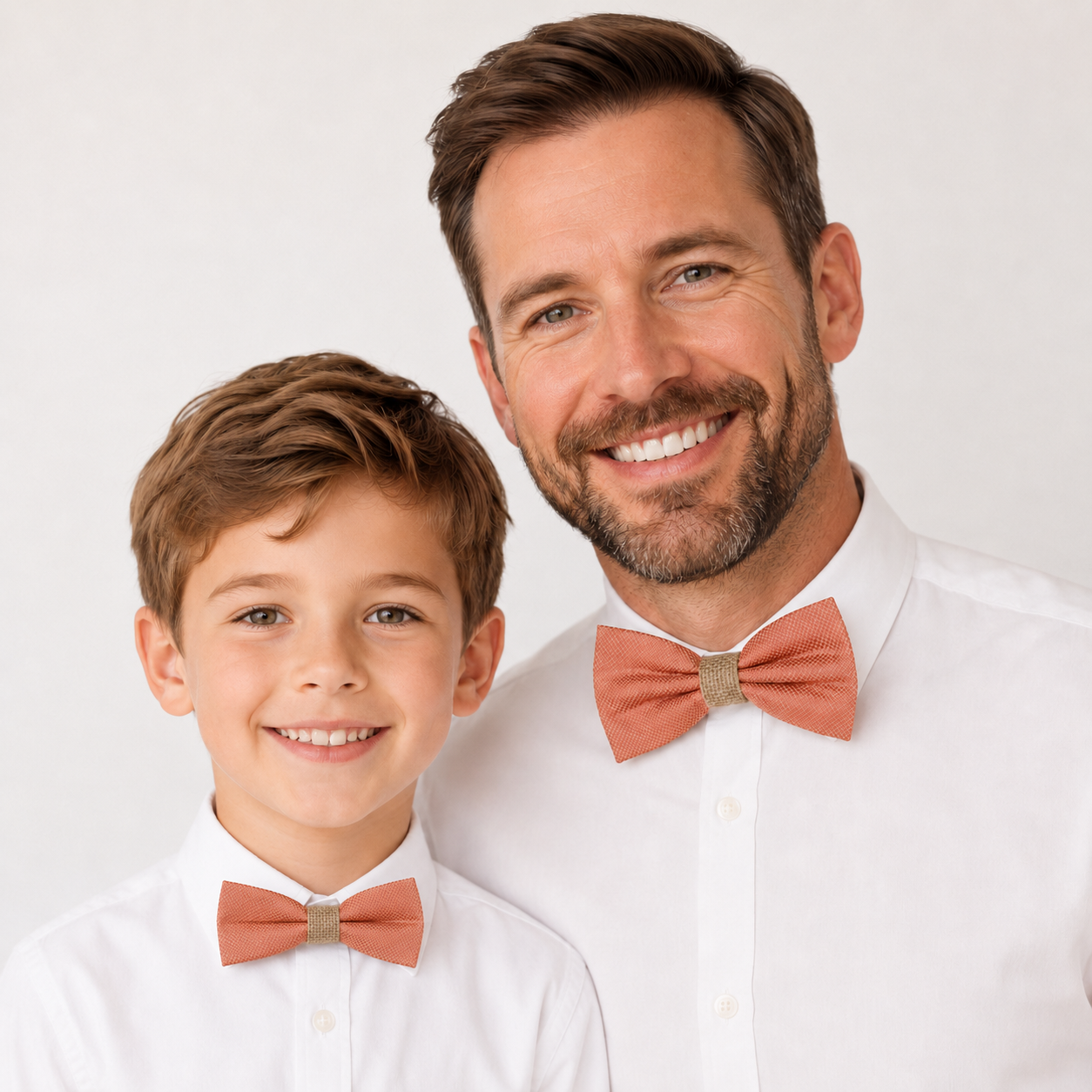 Copper burlap Bow tie set daddy son Daddy and me gift Grandpa and me Kids adult bow tie Adjustable pre tied bow Handmade Daddy son gift set