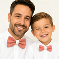 Coral and white bow tie set for daddy and son, Daddy and me gift set, Grandpa and me, Father son matching bow, Coral bow tie for kids