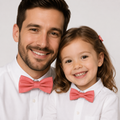 Coral blush Bow tie set for daddy and son, Daddy me gift set, Father son match daddy me bow Handmade Coral kids bow Adjustable pre tied bow